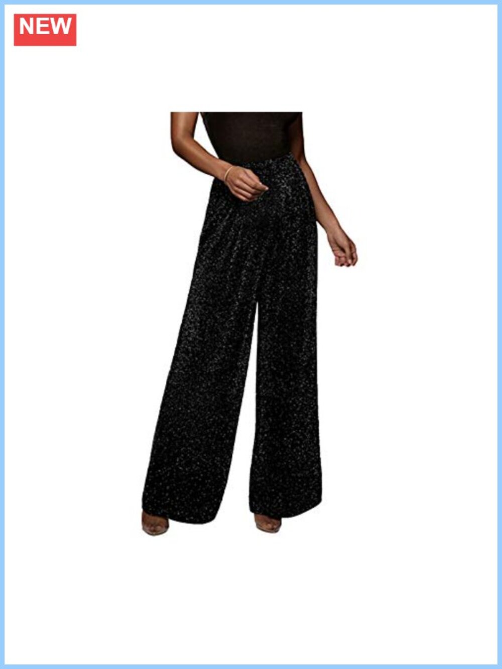 Women High Elastic Waist Wide Leg Palazzo Pants Casual Loose Long Trousers